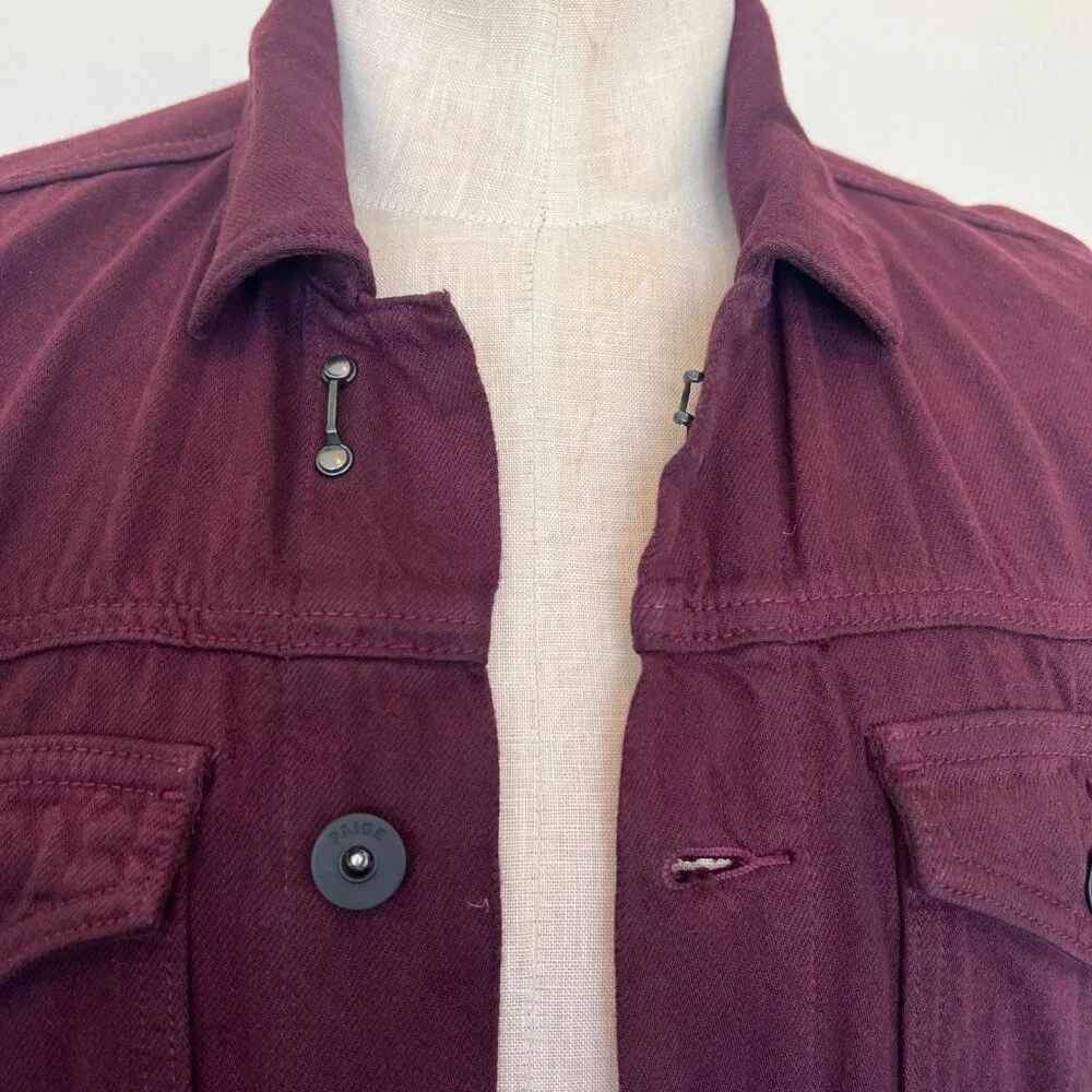 Paige Jacket - Scout Denim - Dark Burgundy - Trucker - Size Small - Picture 7 of 13